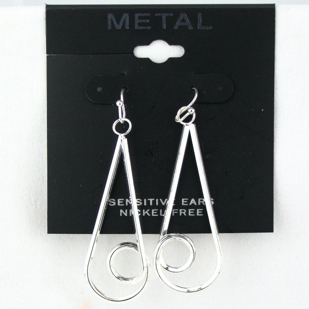 Metal Earrings Silver-tone Nickel Free 2" Hook Dangle